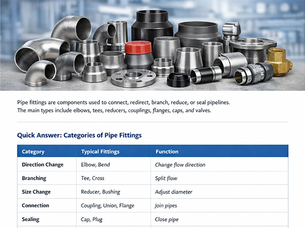 Lista de accesorios de tubería: tipos, nombres, usos y clasificación
