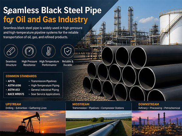 Seamless Black Steel Pipe for Oil and Gas Industry