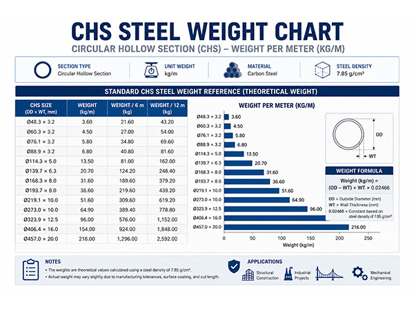 CHS Steel Weight Chart | Circular Hollow Section Weight per Meter picture