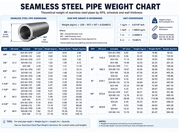 Seamless Steel Pipe Weight Chart
