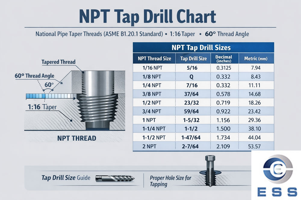 NPT Tap Drill Chart Diagram
