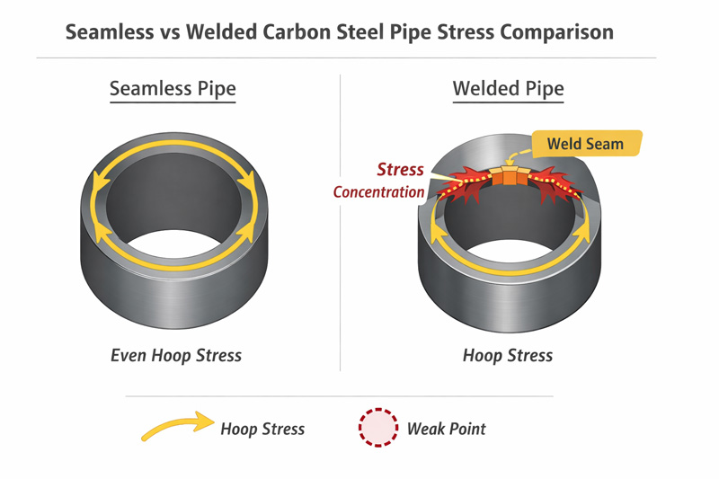 Seamless vs welded carbon steel pipe stress comparison