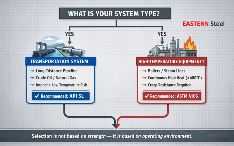 Decision Flowchart: API 5L vs ASTM A106