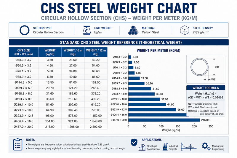 CHS Steel Weight Chart
